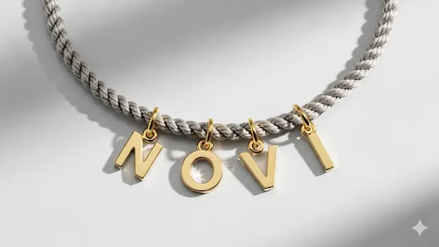 Gelang Tali Emas dengan Charm Nama