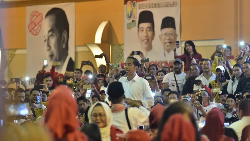 Calon Presiden nomor urut 01 Jokowi berkampanye di Hotel Bumi Wiyata, Depok, Jawa Barat. (Liputan6.com/Lizsa Egeham)