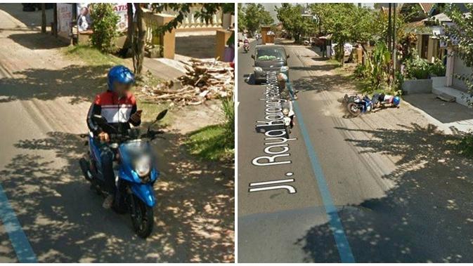 Momen unik yang tertangkap Google Street View (Sumber: Twitter/flutulang__)
