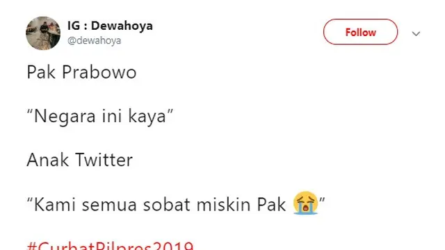 curhat pilpres (foto: @dewahoya)