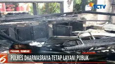 Polres Dharmasraya upayakan pelayanan masyarakat tetap berjalan meskipun markas dibakar pada Minggu (12/11) pagi).