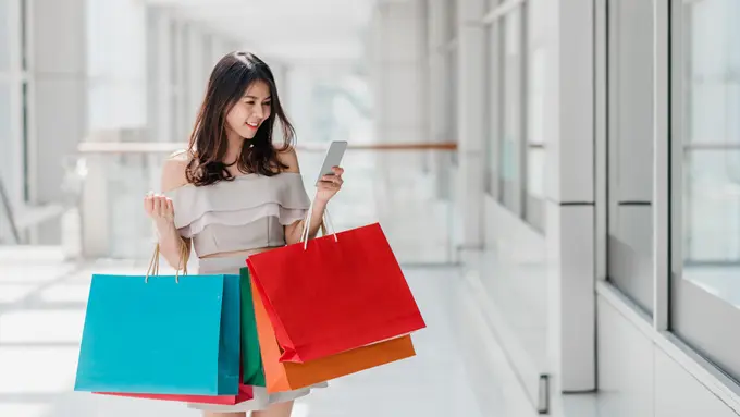 Ilustrasi wanita berbelanja