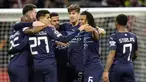 Para pemain Manchester City melakukan perayaan setelah melawan Atletico Madrid pada pertandingan sepak bola leg kedua perempat final Liga Champions di Stadion Wanda Metropolitano, Madrid, Spanyol, 13 April 2022. Pertandingan berakhir dengan skor 0-0. (AP Photo/Manu Fernandez)
