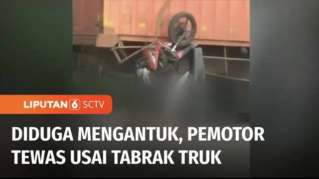 VIDEO: Berkendara Saat Mengantuk, Pemotor di Tangerang Tewas Menabrak Truk Kontainer