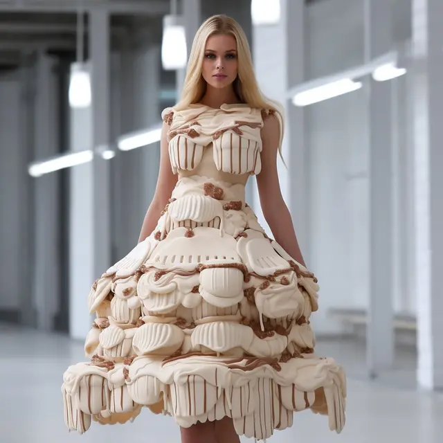 6 Editan Foto Gaun Fashion Show Bentuk Makanan Ini Bikin Lapar Lihatnya