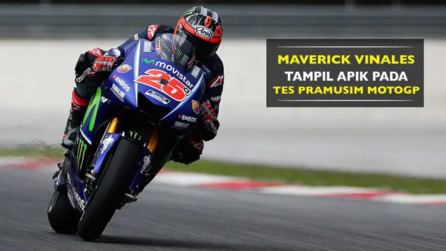 Maverick Vinales berhasil tampil apik pada tes pramusim MotoGP 2017 di Sirkuit Sepang, Malaysia.