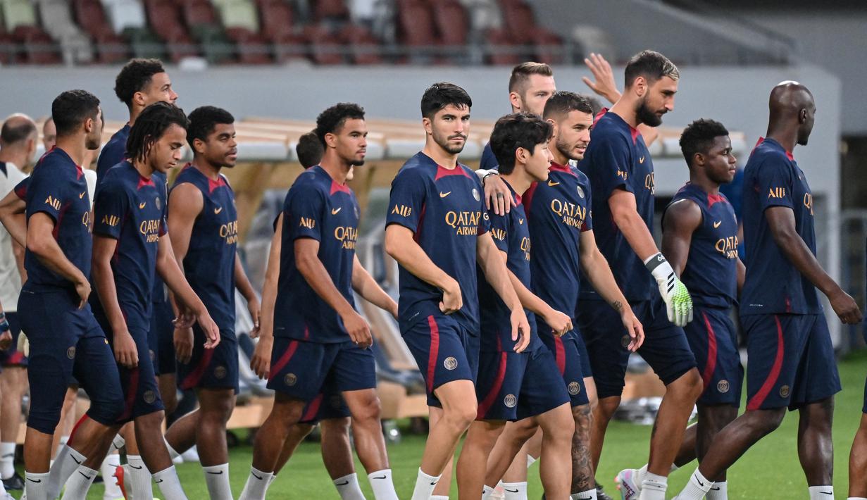 Paris Saint-Germain (PSG) akan bertanding melawan Inter Milan dalam laga pramusim di Jepang. (AFP/Richard A. Brooks)