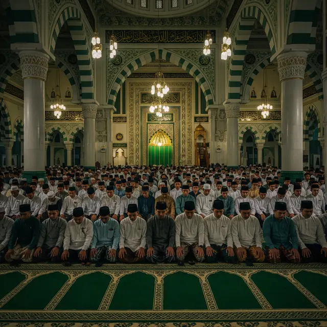 Ilustrasi Salat Tarawih (Gemini AI)