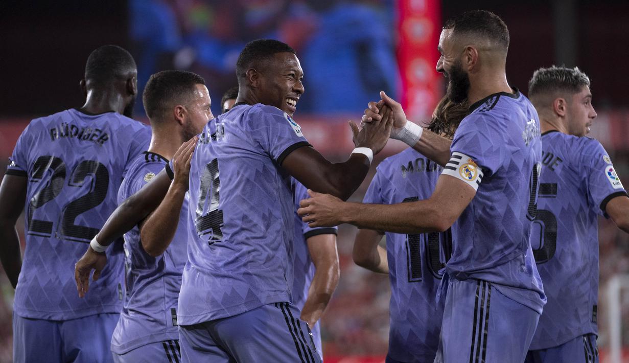 Sementara itu Real Madrid melakoni laga debut melawan Almeria dengan kemenangan tipis 1-2. Lucas Vasquez dan David Alaba mencetak gol bagi kemenangan Real Madrid. (AFP/Jorge Guerrero)