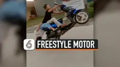 SEPASANG REMAJA FREESTYLE MOTOR DI JALAN, BERAKHIR NAHAS