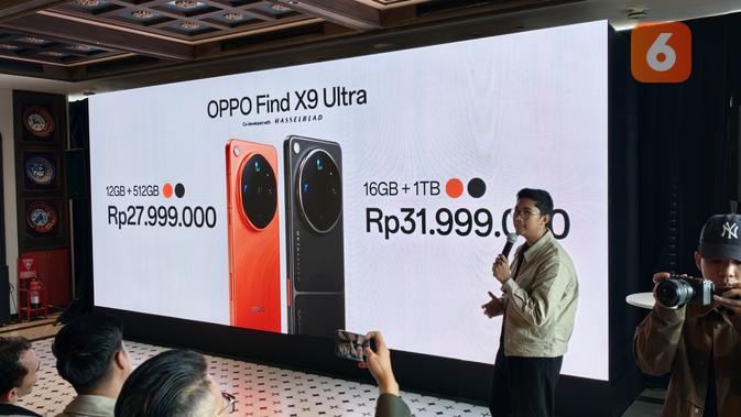 Deni Setiawan, Product Manager Oppo Indonesia, saat peluncuran Find X9 Ultra dan Find X9s. (Liputan6.com/ Yuslianson)