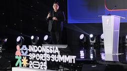 Menpora Erick Thohir pada acara pembukaan Indonesia Sports Summit 2025 (ISS 2025) resmi digelar di Indonesia Arena, Senayan, Jakarta pada Sabtu (6/12/2025).