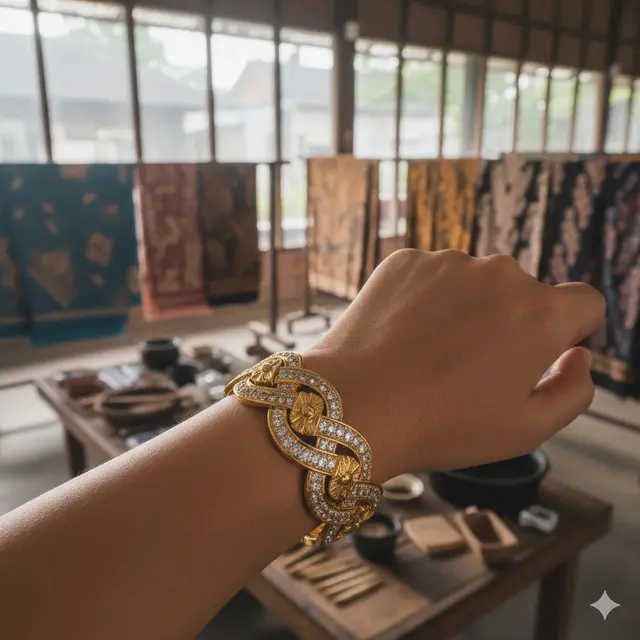 Gelang Emas Kombinasi Berlian