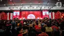 Presiden Joko Widodo (Jokowi) memberi sambutan saat menghadiri Perayaan Imlek Nasional 2020 di ICE BSD Tangerang Selatan, Kamis (30/1/2020). Perayaan Imlek Nasional 2020 mengangkat tema "Bersatu untuk Indonesia Maju". (Liputan6.com/Faizal Fanani)