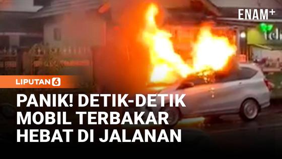 Panik! Minibus Terbakar Hebat di Jalanan Magelang