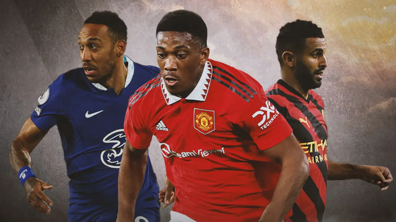 Ilustrasi - Pierre-Emerick Aubameyang, Anthony Martial, Riyad Mahrez