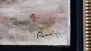 Tanda tangan Renoir terlihat di sudut lukisan karyanya yang dikembalikan dalam upacara di New York, Rabu (12/9). Lukiskan yang dicuri oleh Nazi itu dikembalikan setelah 70 tahun berkelana dari Afrika Selatan, London, Swiss dan New York. (AP/Mark Lennihan)