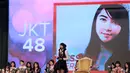 Pemilihan center dari 16 member untuk single ke-13 telah dilakukan pada 7 Mei malam. Rasa syukur kembali terpilih menjadi center JKT48. (Adrian Putra/Bintang.com)