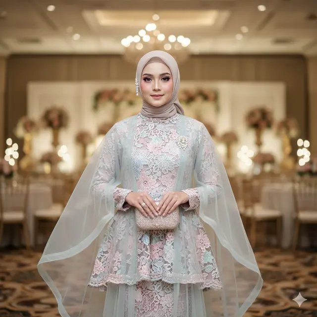Model Gamis Batik Campur Brokat (Foto: Gemini AI)