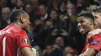 Performa duo Manchester United (MU) Anthony Martial dan Marcus Rashford menurun. (AFP/Oli Scarff)