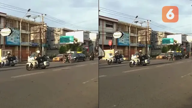 Viral pengendara motor lawan arah dan potong jalur di depan mobil dinas Jokowi (Liputan6.com/Fauzan)