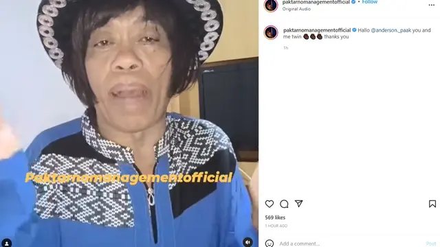 Unggahan Pak Tarno, berisi pesan untuk Anderson .Paak. (tangkapan layar Instagram/ paktarnomanagementofficial)