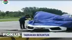 Tabrakan yang melibatkan empat mobil  kelas  premium, yakni   Lamborgini, Lexus, Honda C-RV dan mobil patroli pengawal dari kepolisian.