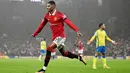 Tiga gol kemenangan Manchester United atas Forest dicetak oleh Marcus Rashford, Anthony Martial, dan Fred. (AFP/Oli Scarff)