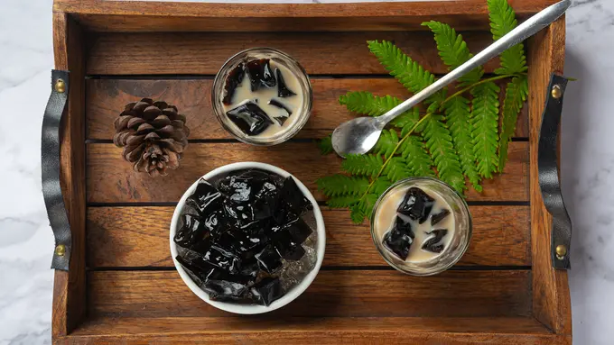 resep es cincau jelly matcha