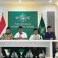 Ketua PBNU Umarsyah dan jajarannya memberikan keterangan pers terkait pemanggilan Ketua PKB Muhaimin Iskandar atau Cak Imin. (Liputan6.com/Winda Nelfira)