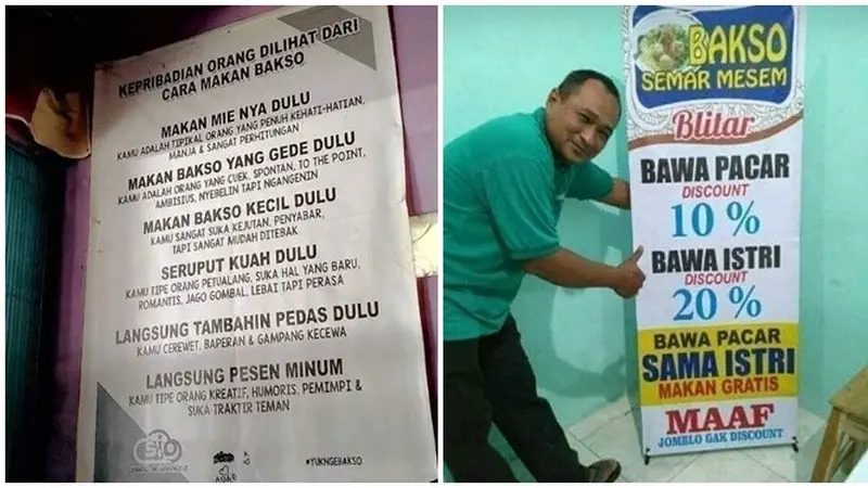 6 Tulisan Kocak di Warung Bakso Ini Bikin Geleng Kepala