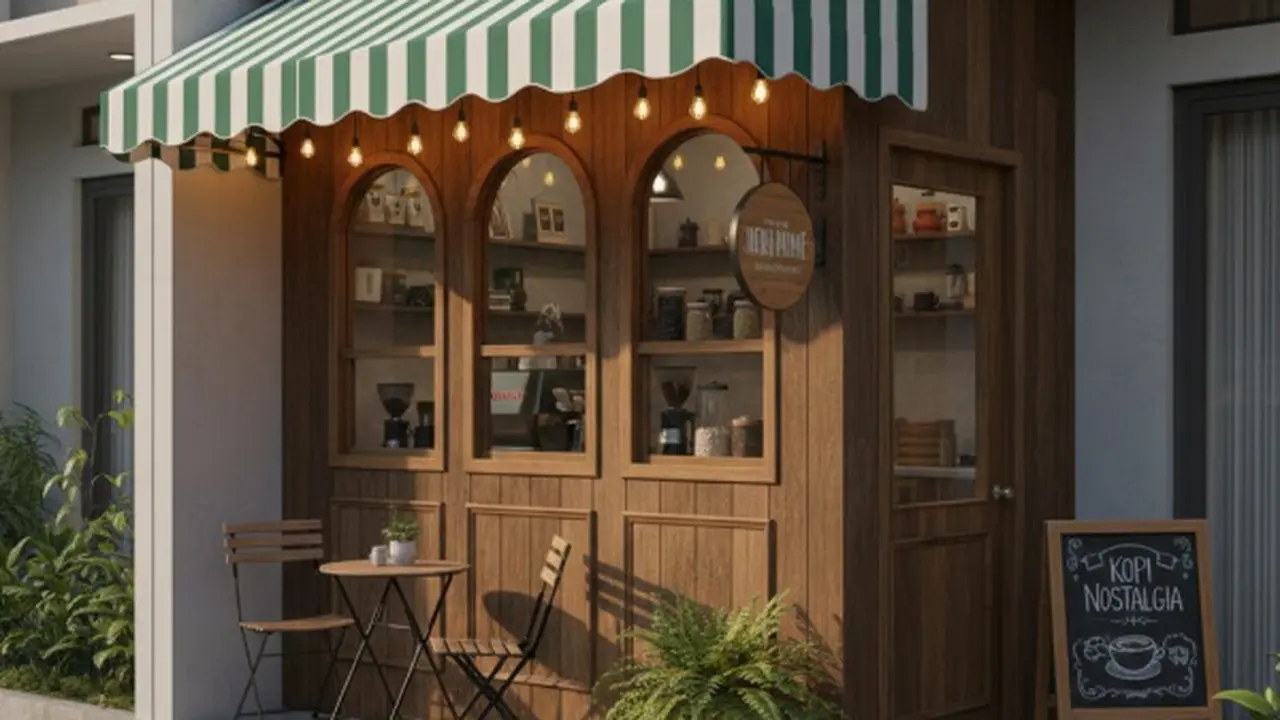 Desain Kafe Minimalis di Halaman Depan Rumah/ Ilustrasi Gemini AI