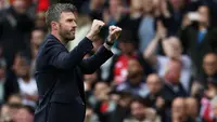 Pelatih sementara Manchester United asal Inggris, Michael Carrick, bereaksi setelah pertandingan Liga Inggris antara Manchester United dan Liverpool di Old Trafford, Manchester, barat laut Inggris, pada 3 Mei 2026. (Darren Staples/AFP)