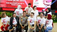 Ari usai mendonorkan darahnya dalam rangkaian acara HUT Bhayangkari ke-77 bertajuk Donor Darah ‘Life Heroes’, Selasa (20/5/2023). (Dok. via M. Altaf Jauhar)
