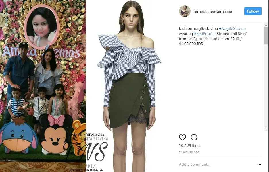 Nagita Slavina mengenakan baju mahal di acara ultah anak Krisdayanti (Foto: Instagram)