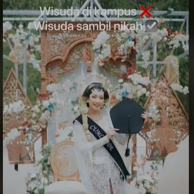 Viral Wanita Menikah Sambil Wisuda Online di Hari yang Sama