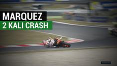 Berita video momen penalap Repsol Honda, Marc Marquez, terjatuh sampai 2 kali di Kualifikasi balapan MotoGP Catalunya pada Sabtu (10/6/2017)