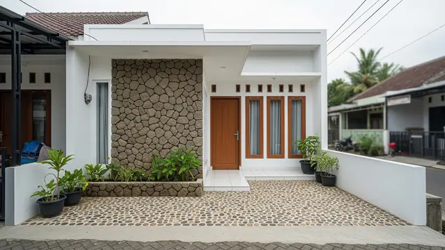Teras Cor Dak dengan Elemen Batu Alam