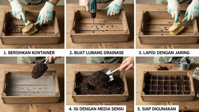Cara Bikin Media Semai dari Kontainer Kayu Bekas