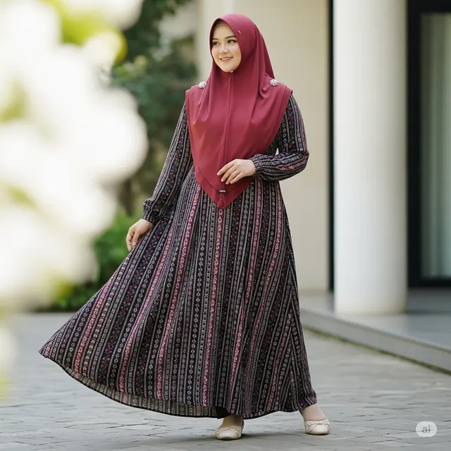 Gamis Motif Kecil Vertikal