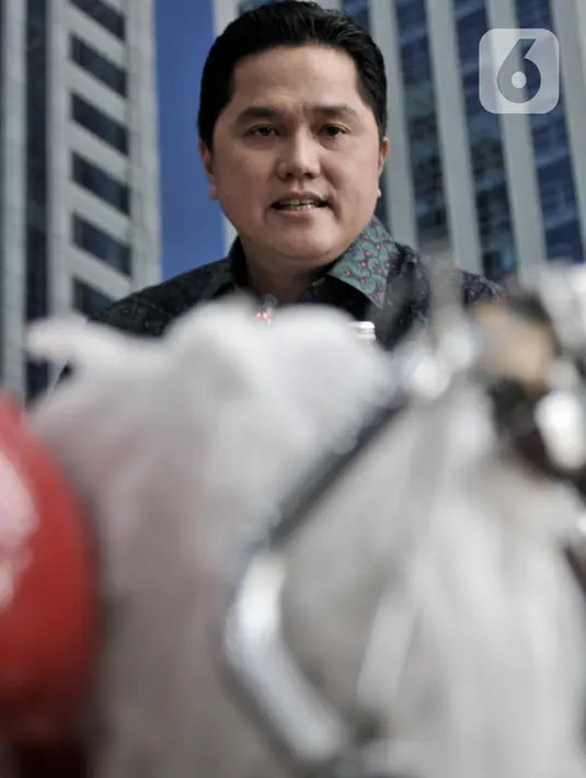 Menteri BUMN Erick Thohir saat konferensi pers terkait penyelundupan motor Harlery Davidson dan sepeda Brompton menggunakan pesawat baru milik Garuda Indonesia di Kementerian Keuangan, Jakarta, Kamis (5/12/2019). (merdeka.com/Iqbal S Nugroho)