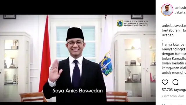 Gubernur DKI Jakarta, Anies Baswedan, mengucapakan 'Selama Idul Fitri' lewat bahasa isyarat. (Foto: instagram/@aniesbaswedan)