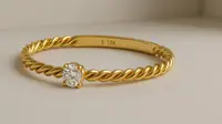 Gelang Emas 5 Gram 18 Karat Model Twist Rope dengan Zirconia, Sedang Tren di 2025