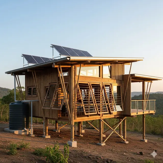Rumah Panggung Eco-Friendly dengan Panel Surya