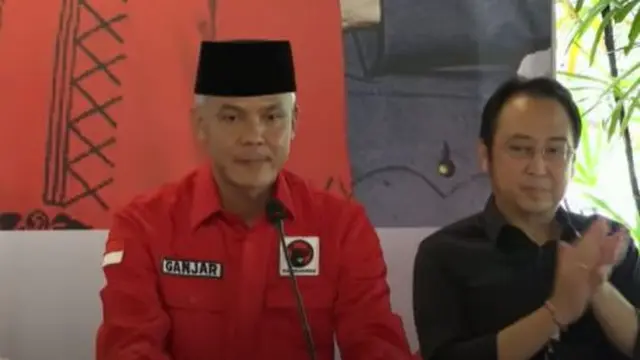 Ganjar Pranowo saat memberikan sambutan usai dideklarasikan sebagai Calon Presiden (Capres) dari PDI Perjuangan (PDIP).