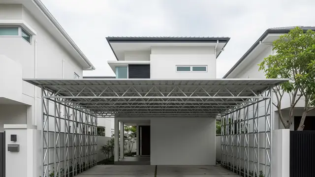 10 Inspirasi Carport Minimalis untuk 2 Mobil di Lahan Sempit, Tetap Rapi dan Estetik (Image by Gemini AI)