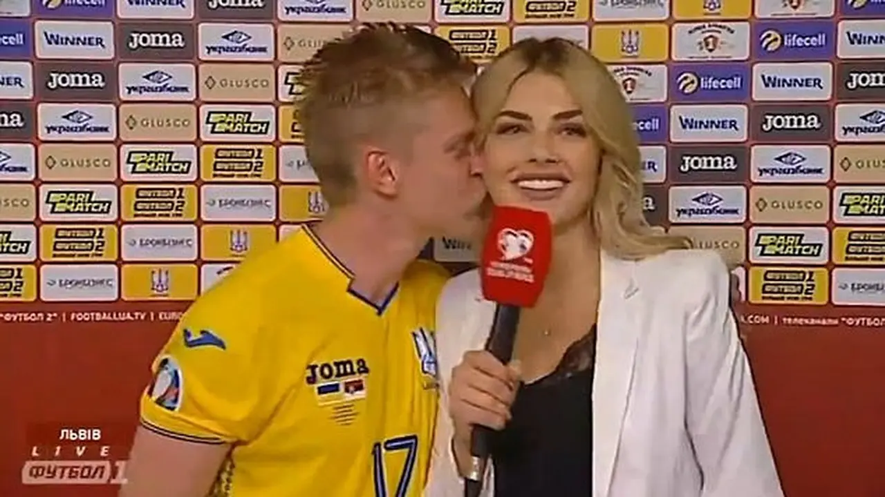 Ukraina ke Euro 2020, Bek Manchester City Cium Presenter TV saat Siaran Langsung