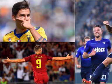 Berikut ini deretan top scorer Serie A  2017/2018 hingga pekan kedelapan. Yang dipimpin striker Napoli, Ciro Immobile, berkat dua golnya ke gawang Juventus. (Kolase foto-foto dari AFP dan AP)