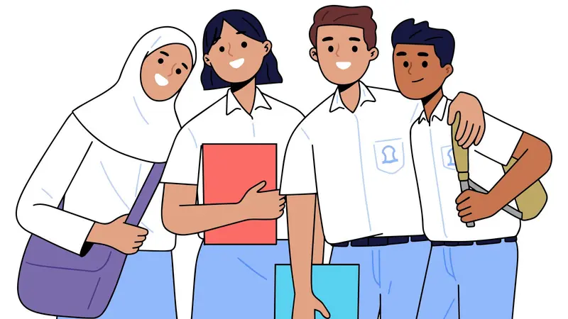 Ilustrasi anak sekolah, siswa, murid, pelajar SMA