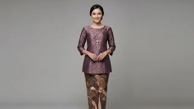 Model Atasan Brokat Peplum Bawahan Batik